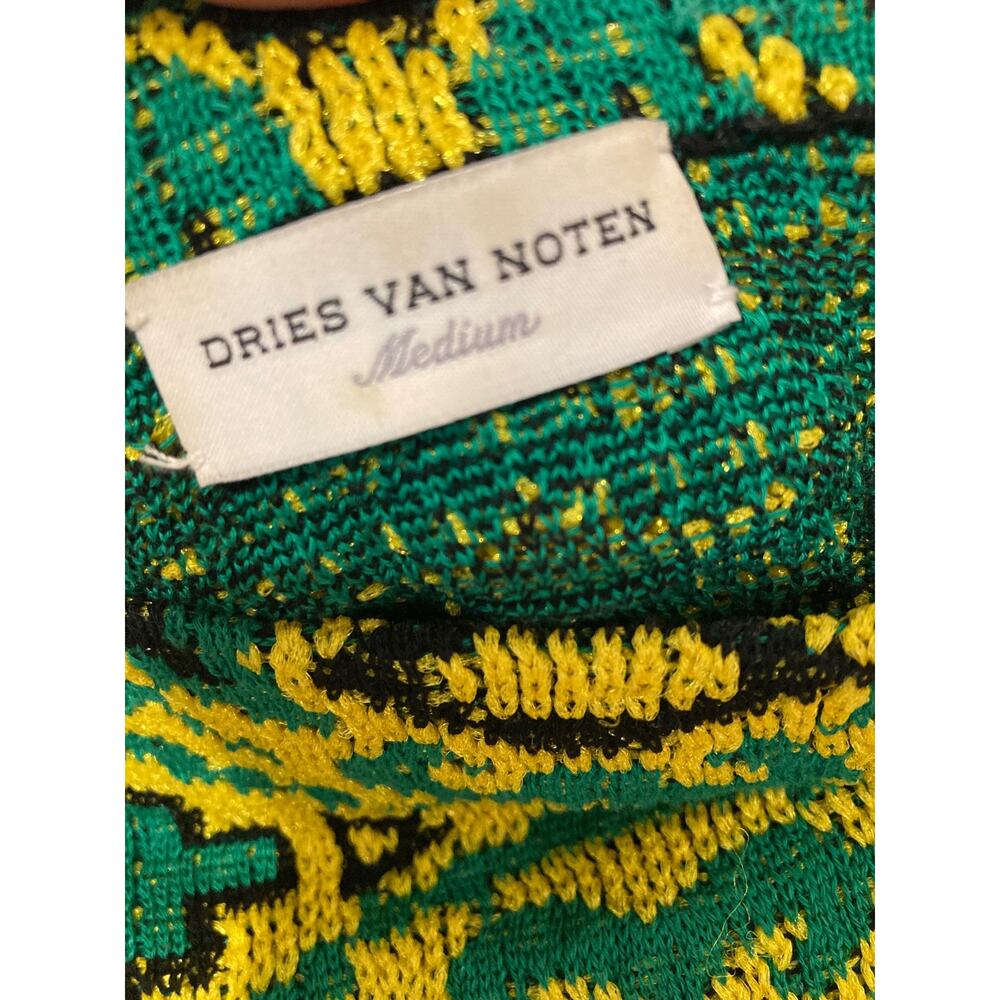 Dries Van Noten Green Knit Sweater Tunic Graphic Print ~Size M ~ Gorgeous! - Picture 9 of 13